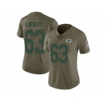 Women Nike Green Bay Packers #63 Corey Linsley Limited Olive 2017 Salute to Service NFL Jersey