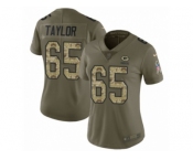 Women Nike Green Bay Packers #65 Lane Taylor Limited Olive Camo 2017 Salute to Service NFL Jersey