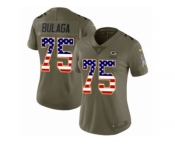 Women Nike Green Bay Packers #75 Bryan Bulaga Limited Olive USA Flag 2017 Salute to Service NFL Jersey