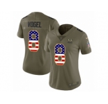 Women Nike Green Bay Packers #8 Justin Vogel Limited Olive USA Flag 2017 Salute to Service NFL Jersey