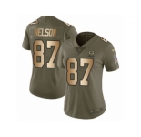 Women Nike Green Bay Packers #87 Jordy Nelson Limited Olive Gold 2017 Salute to Service NFL Jersey