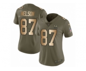 Women Nike Green Bay Packers #87 Jordy Nelson Limited Olive Gold 2017 Salute to Service NFL Jersey