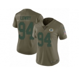 Women Nike Green Bay Packers #94 Dean Lowry Limited Olive 2017 Salute to Service NFL Jersey