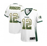 Women's Green Bay Packers #12 Aaron Rodgers Elite White Drift Fashion Football Jersey