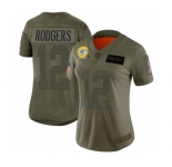 Women's Green Bay Packers #12 Aaron Rodgers Limited Camo 2019 Salute to Service Football Jersey
