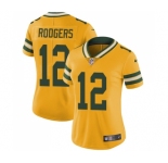 Women's Green Bay Packers #12 Aaron Rodgers Limited Gold Rush Vapor Untouchable Football Jersey