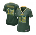 Women's Green Bay Packers #12 Aaron Rodgers Limited Green Strobe Football Jersey