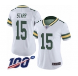 Women's Green Bay Packers #15 Bart Starr White Vapor Untouchable Limited Player 100th Season Football Jersey