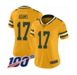 Women's Green Bay Packers #17 Davante Adams Limited Gold Inverted Legend 100th Season Football Jersey