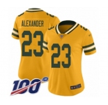 Women's Green Bay Packers #23 Jaire Alexander Limited Gold Inverted Legend 100th Season Football Jersey