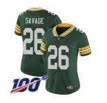 Women's Green Bay Packers #26 Darnell Savage Jr. Green Team Color Vapor Untouchable Limited Player 100th Season Football Jersey