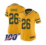 Women's Green Bay Packers #26 Darnell Savage Jr. Limited Gold Inverted Legend 100th Season Football Jersey