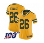 Women's Green Bay Packers #26 Darnell Savage Jr. Limited Gold Rush Vapor Untouchable 100th Season Football Jersey