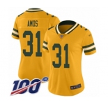 Women's Green Bay Packers #31 Adrian Amos Limited Gold Inverted Legend 100th Season Football Jersey