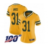 Women's Green Bay Packers #31 Adrian Amos Limited Gold Rush Vapor Untouchable 100th Season Football Jersey