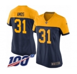 Women's Green Bay Packers #31 Adrian Amos Limited Navy Blue Alternate 100th Season Football Jersey