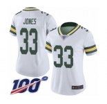 Women's Green Bay Packers #33 Aaron Jones White Vapor Untouchable Limited Player 100th Season Football Jersey