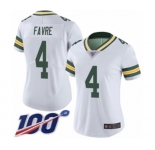 Women's Green Bay Packers #4 Brett Favre White Vapor Untouchable Limited Player 100th Season Football Jersey