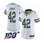 Women's Green Bay Packers #42 Oren Burks White Vapor Untouchable Limited Player 100th Season Football Jersey