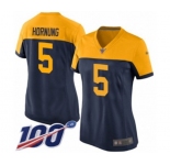 Women's Green Bay Packers #5 Paul Hornung Limited Navy Blue Alternate 100th Season Football Jersey