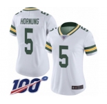 Women's Green Bay Packers #5 Paul Hornung White Vapor Untouchable Limited Player 100th Season Football Jersey