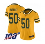 Women's Green Bay Packers #50 Blake Martinez Limited Gold Inverted Legend 100th Season Football Jersey