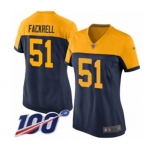 Women's Green Bay Packers #51 Kyler Fackrell Limited Navy Blue Alternate 100th Season Football Jersey