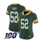 Women's Green Bay Packers #52 Rashan Gary Green Team Color Vapor Untouchable Limited Player 100th Season Football Jersey
