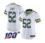 Women's Green Bay Packers #52 Rashan Gary White Vapor Untouchable Limited Player 100th Season Football Jersey