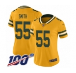 Women's Green Bay Packers #55 Za'Darius Smith Limited Gold Inverted Legend 100th Season Football Jersey