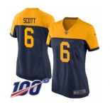 Women's Green Bay Packers #6 JK Scott Limited Navy Blue Alternate 100th Season Football Jersey