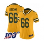 Women's Green Bay Packers #66 Ray Nitschke Limited Gold Inverted Legend 100th Season Football Jersey