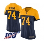 Women's Green Bay Packers #74 Elgton Jenkins Limited Navy Blue Alternate 100th Season Football Jersey