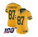 Women's Green Bay Packers #87 Jace Sternberger Limited Gold Rush Vapor Untouchable 100th Season Football Jersey