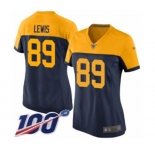 Women's Green Bay Packers #89 Marcedes Lewis Limited Navy Blue Alternate 100th Season Football Jersey