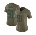 Women's Green Bay Packers #91 Preston Smith Limited Olive 2017 Salute to Service Football Jersey