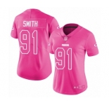 Women's Green Bay Packers #91 Preston Smith Limited Pink Rush Fashion Football Jersey