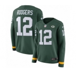 Women's Nike Green Bay Packers #12 Aaron Rodgers Limited Green Therma Long Sleeve NFL Jersey