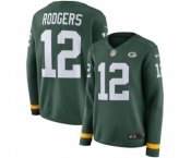 Women's Nike Green Bay Packers #12 Aaron Rodgers Limited Green Therma Long Sleeve NFL Jersey