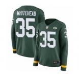 Women's Nike Green Bay Packers #35 Jermaine Whitehead Limited Green Therma Long Sleeve NFL Jersey