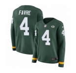 Women's Nike Green Bay Packers #4 Brett Favre Limited Green Therma Long Sleeve NFL Jersey