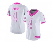 Women's Nike Green Bay Packers #4 Brett Favre White Pink Stitched NFL Limited Rush Fashion Jersey