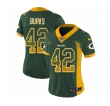 Women's Nike Green Bay Packers #42 Oren Burks Limited Green Rush Drift Fashion NFL Jersey