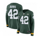 Women's Nike Green Bay Packers #42 Oren Burks Limited Green Therma Long Sleeve NFL Jersey
