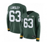 Women's Nike Green Bay Packers #63 Corey Linsley Limited Green Therma Long Sleeve NFL Jersey