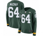 Women's Nike Green Bay Packers #64 Justin McCray Limited Green Therma Long Sleeve NFL Jersey