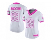 Women's Nike Green Bay Packers #69 David Bakhtiari Limited White Pink Rush Fashion NFL Jersey