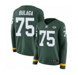 Women's Nike Green Bay Packers #75 Bryan Bulaga Limited Green Therma Long Sleeve NFL Jersey
