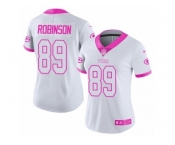 Women's Nike Green Bay Packers #89 Dave Robinson Limited White Pink Rush Fashion NFL Jersey