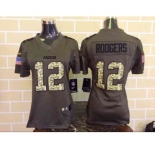 nike women nfl jerseys green bay packers #12 rodgers army green[nike Limited Salute To Service]